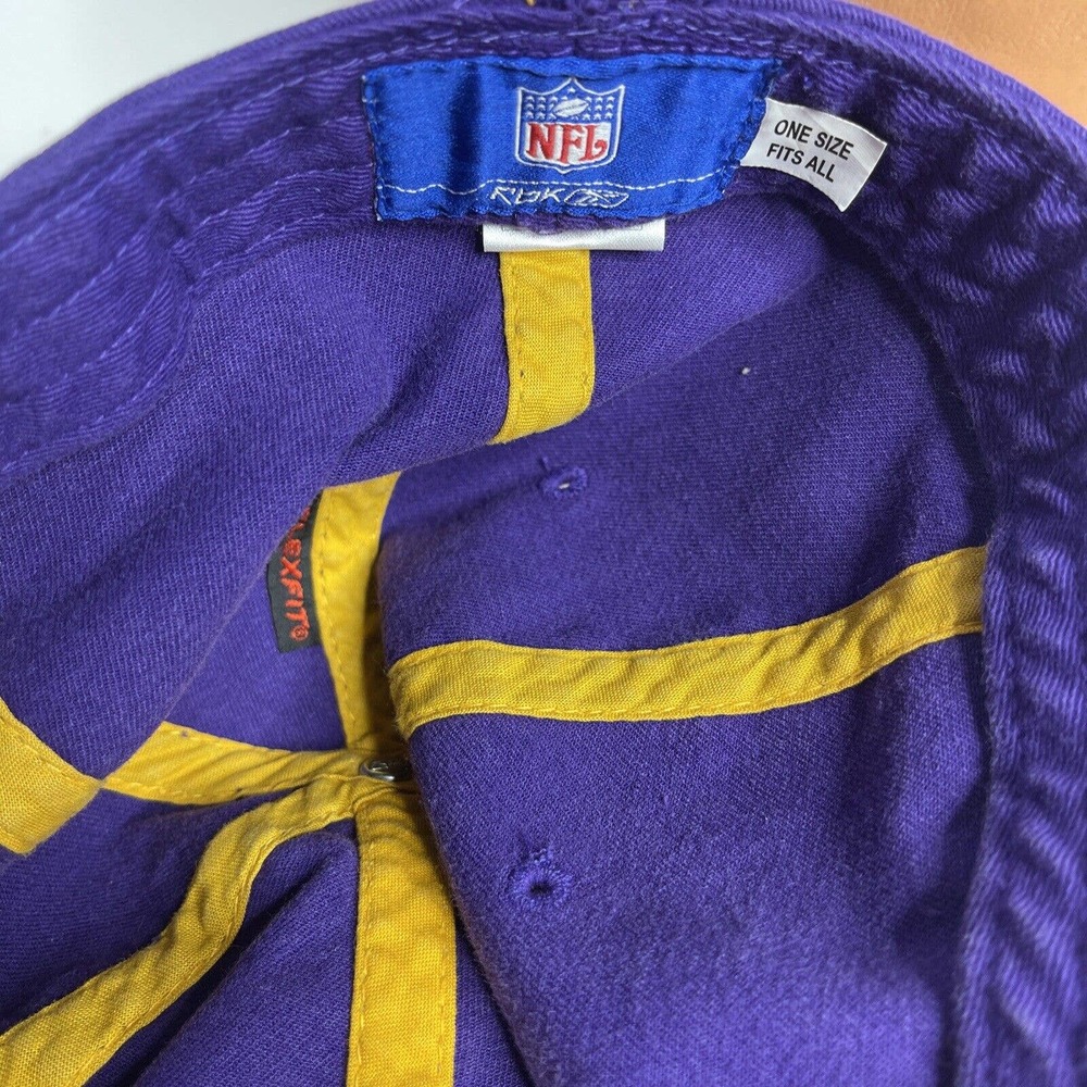 NFL Reebok Minnesota Vikings Reebok Purple Yellow Stitch Hat Cap Authentic - Picture 10 of 12